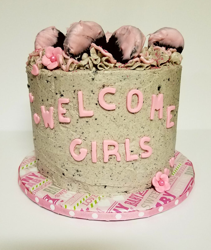 Welcome Girls Baby Shower Cake Cookies and Cream