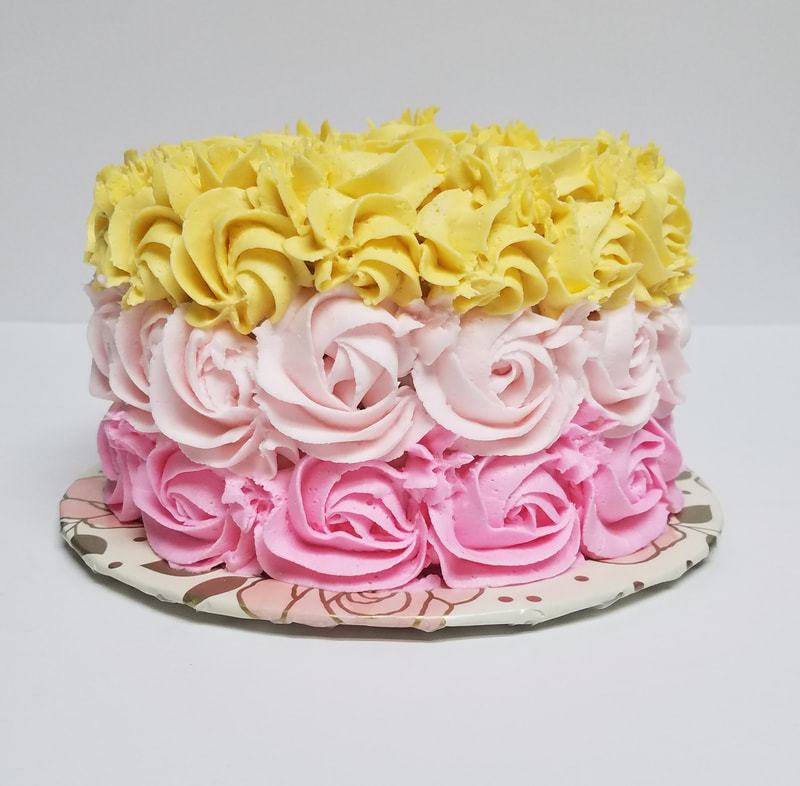 Pretty in Pink Rosette Cake with Yellow