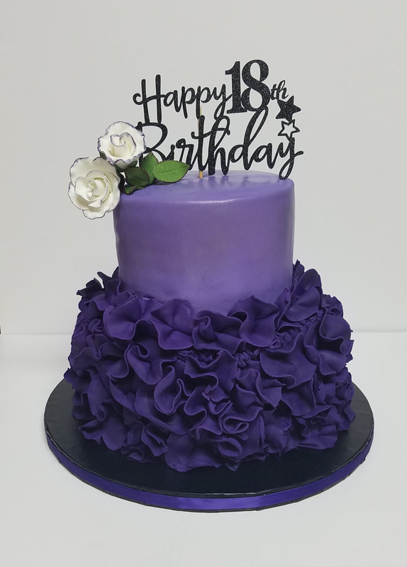 Purple Ruffles Birthday Cake