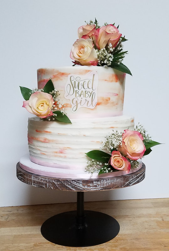 Sweet Baby Girl Floral Baby Shower Cake