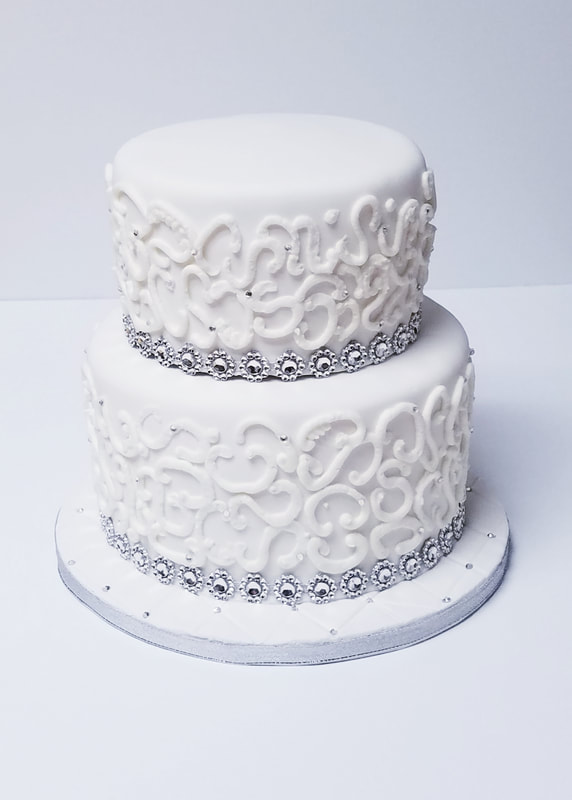 White and Silver Bling Cake