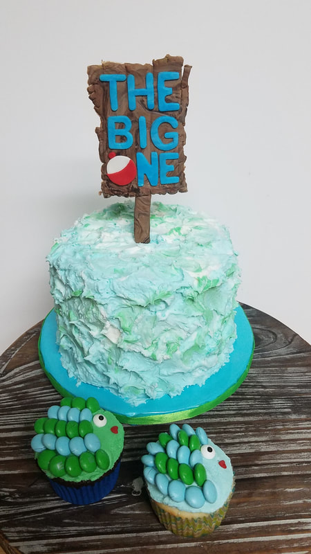 The Big One Smash Cake and Fish Cupcakes