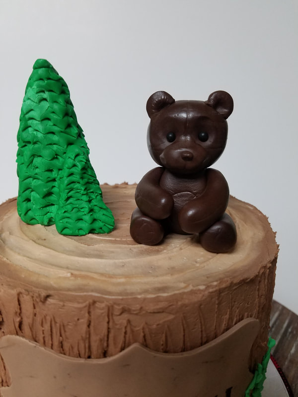 Woodland Birthday Cake with Handmade Fondant Bear