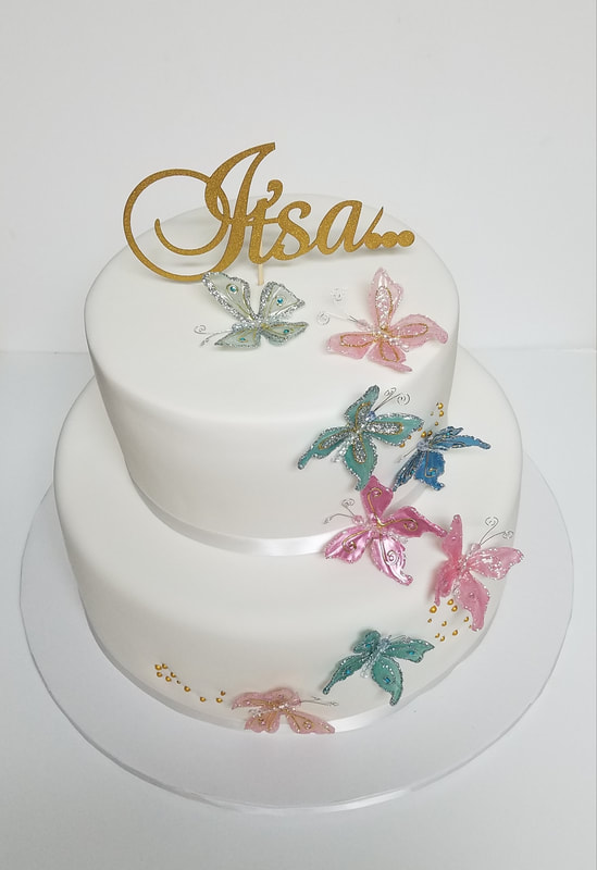 Gender Reveal Baby Shower Cake with Butterflies