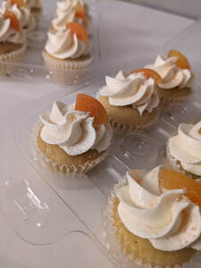 Mini Peach Cupcakes with Peach Gummy Rings Picture