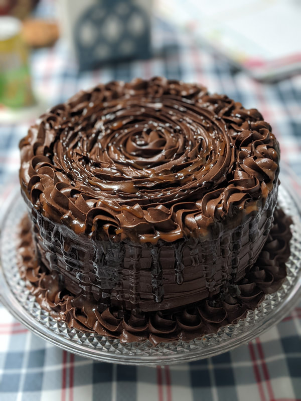 Caramel, Dark Chocolate Stout Cake